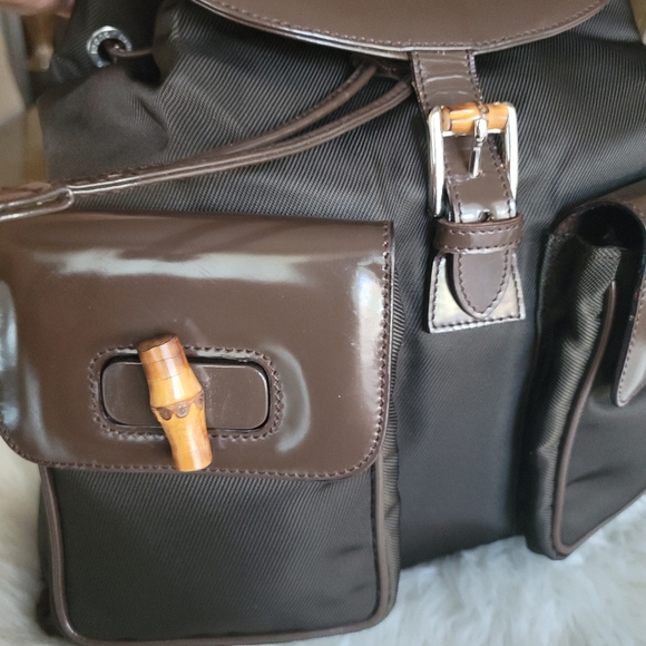 100% Authentic Gucci vintage nylon bamboo backpack - Picture 3 of 16